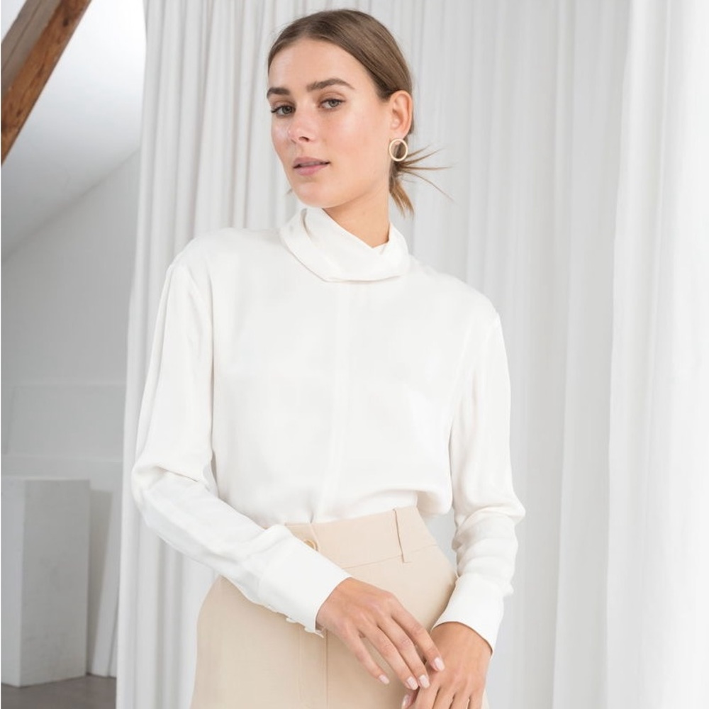 & other stories silk turtleneck shirt